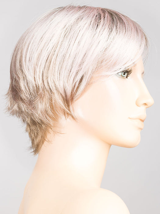 Metallic Rose Rooted | Pearl Platinum and Pure White with Darkest Brown and Rose Pink Blended throughout with Shaded Roots