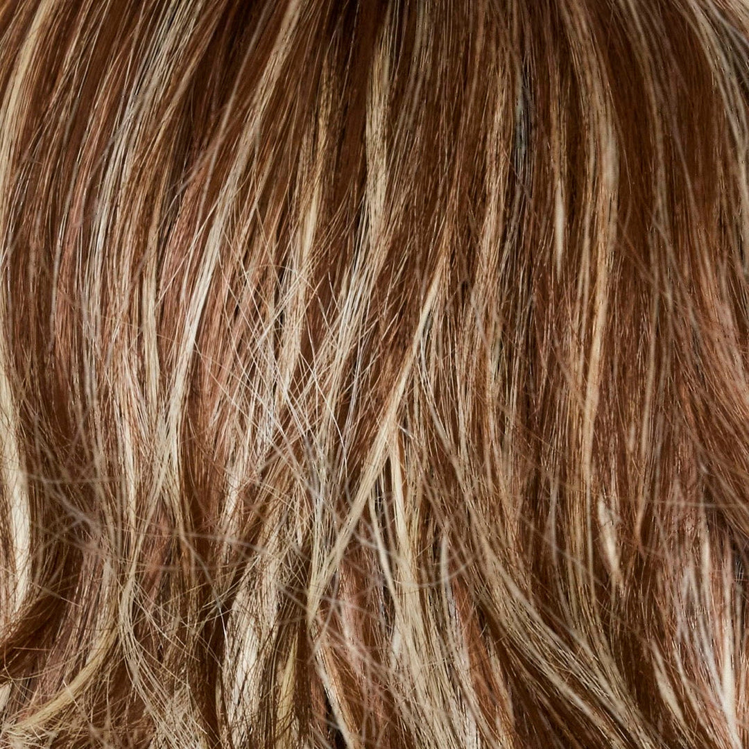 Snowy Umber-R | Medium ginger brown base with white blonde highlights