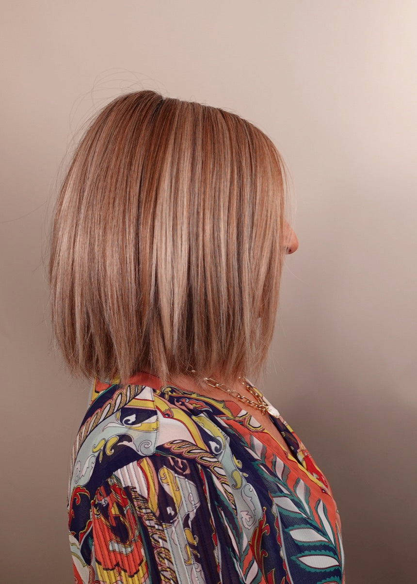 Frannie wearing Euro Chic in Almond Cream