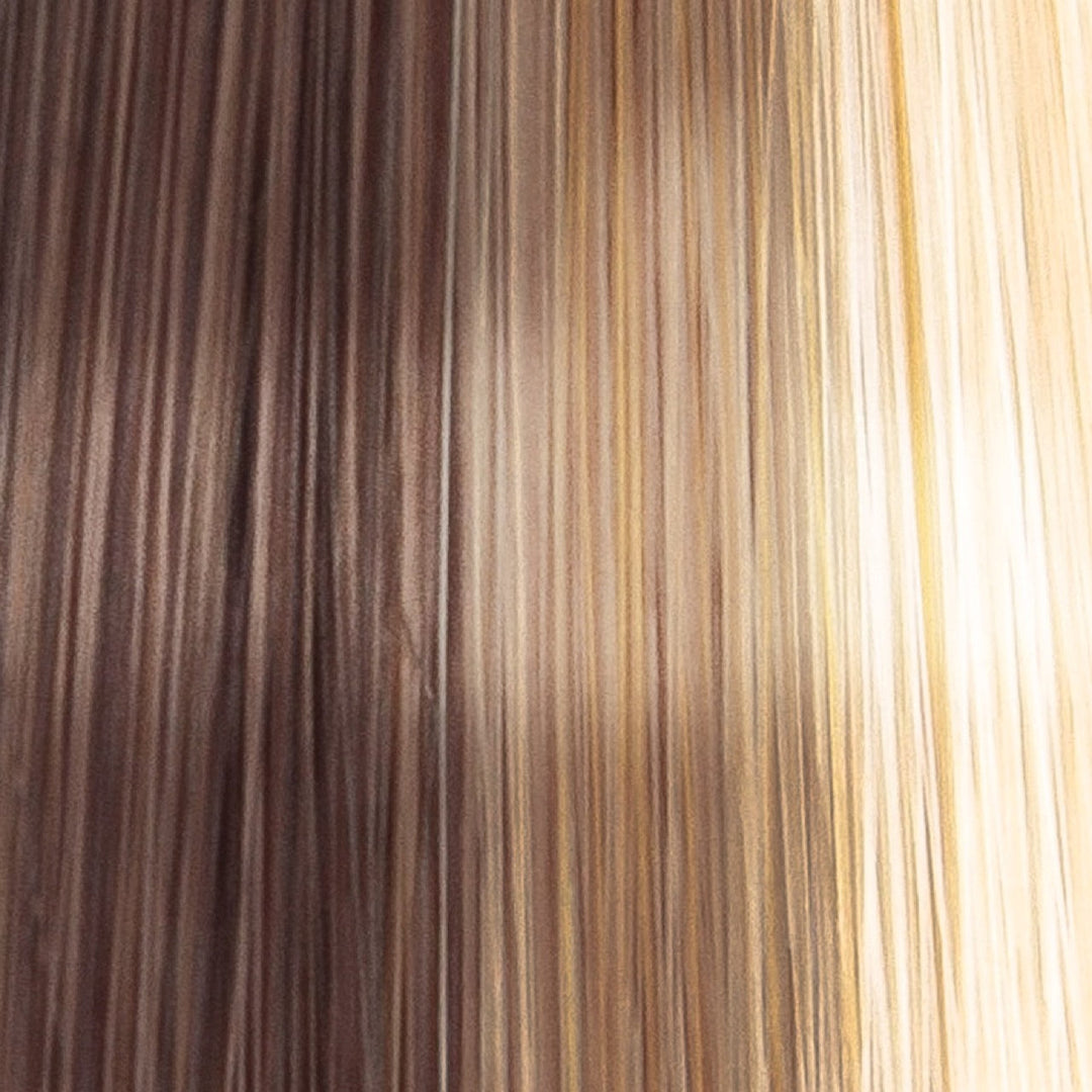 Dark Amber | Medium Red Brown Light Red Brown Blend with Dark Brown Roots and Champagne Highlights