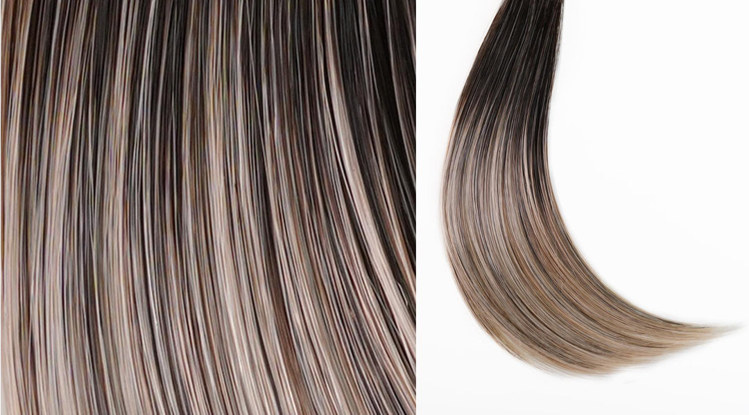 36/25/23/R6 Moon Dust | Dark salt and Pepper, medium Golden Blond and Cool Platinum Blonde Blend with Root