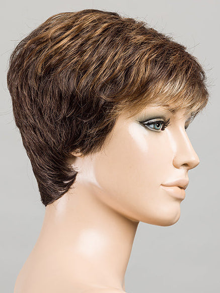 Coffee Brown Lighted 8.6.20 | Medium Brown And Dark Brown With Light Strawberry Blonde Blend With Highlights Throughout And Concentrated In The Front