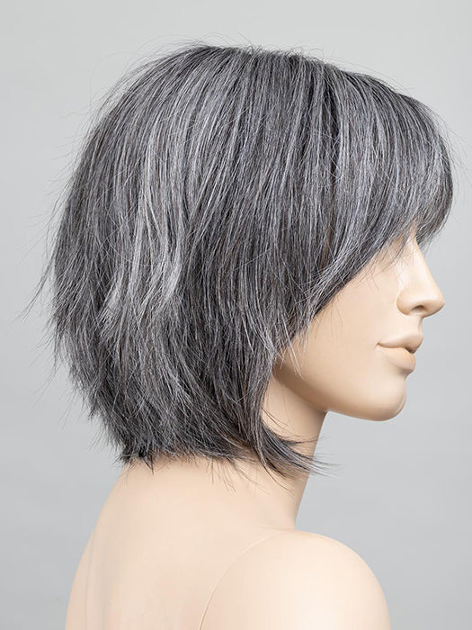Salt/Pepper Rooted 51.44.39 | Black/Dark Brown, Darkest Brown, And Lightest Brown With Grey Blend And Shaded Roots