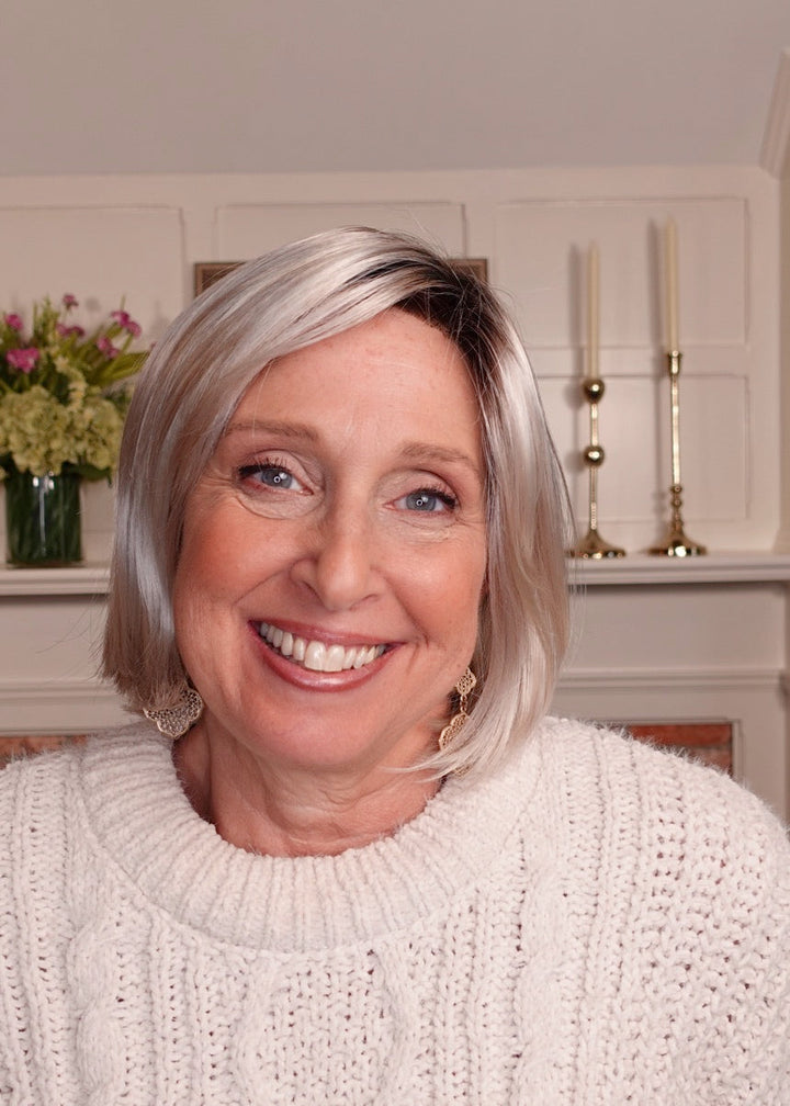 Frannie wearing Arya in Rooted Platinum