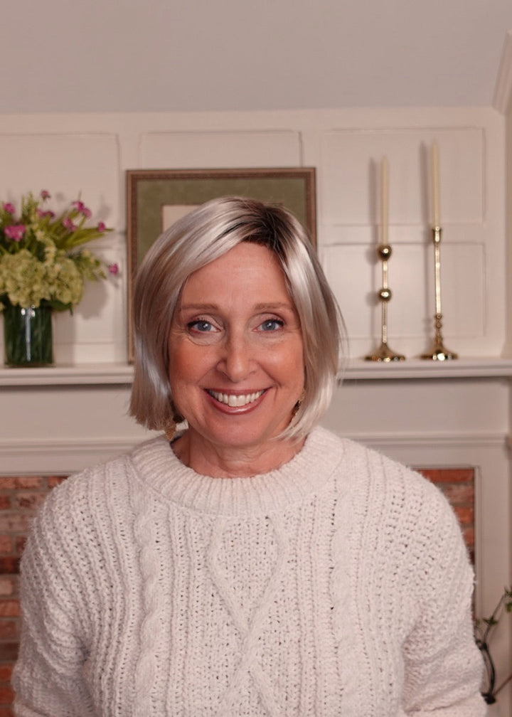 Frannie wearing Arya in Rooted Platinum