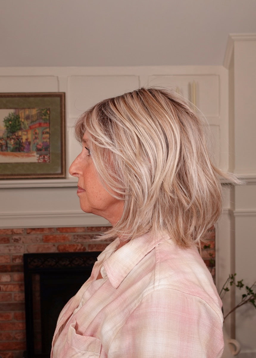 Frannie wearing Tribeca in Milkshake Blonde-R