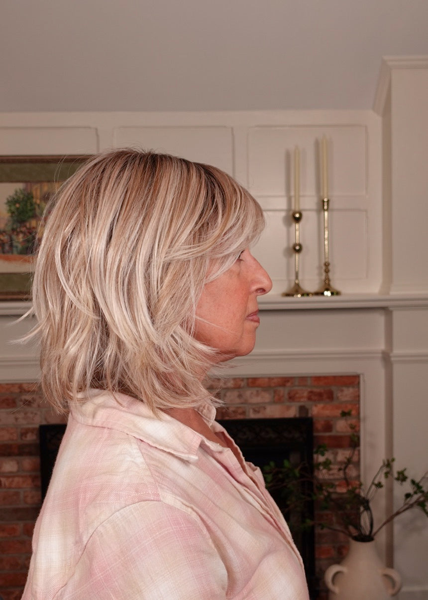 Frannie wearing Tribeca in Milkshake Blonde-R