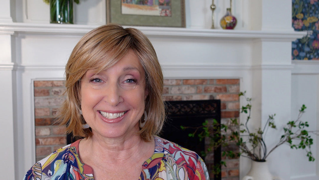 Frannie wearing Wintour in Caramel Toffee-R