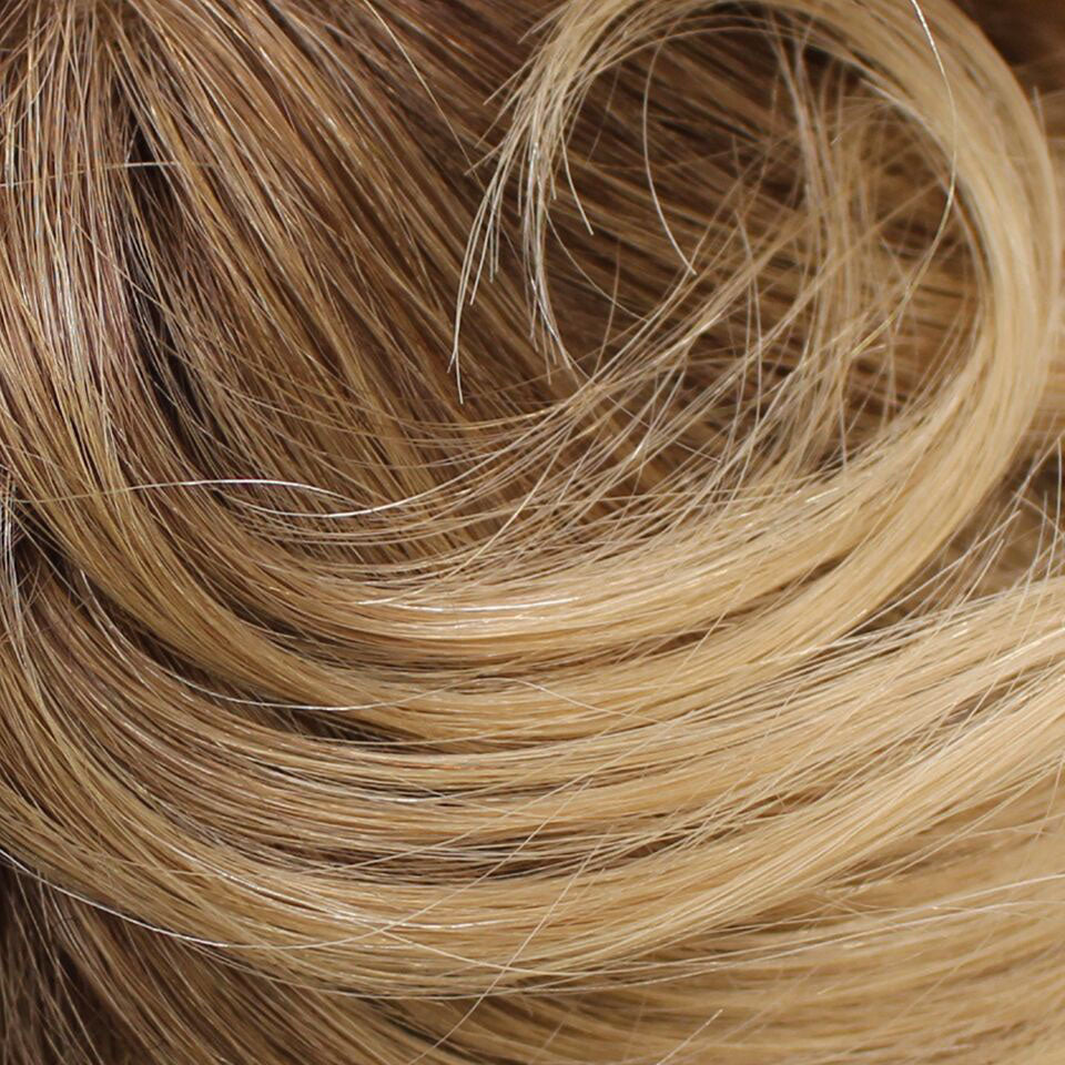 02-7 | Root 6,8,33 /16 - Medium Chestnut Brown, Light Chestnut Brown, Dark Auburn Root, the rest is Dark Golden Ash Blonde